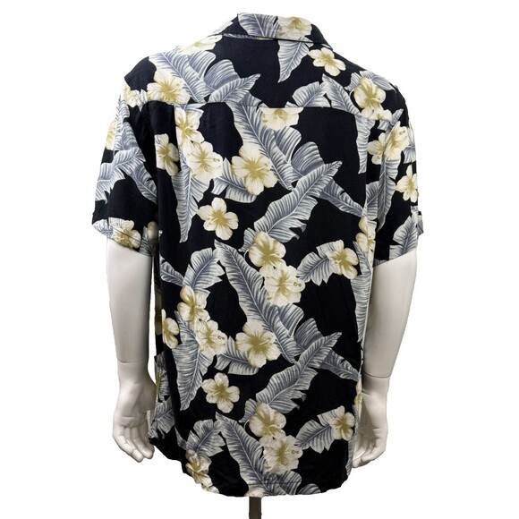 Vintage‎ Hawaiian Shirt XL Haggar Tropical Floral Aloha Black Luau Party Cruise - Picture 2 of 5